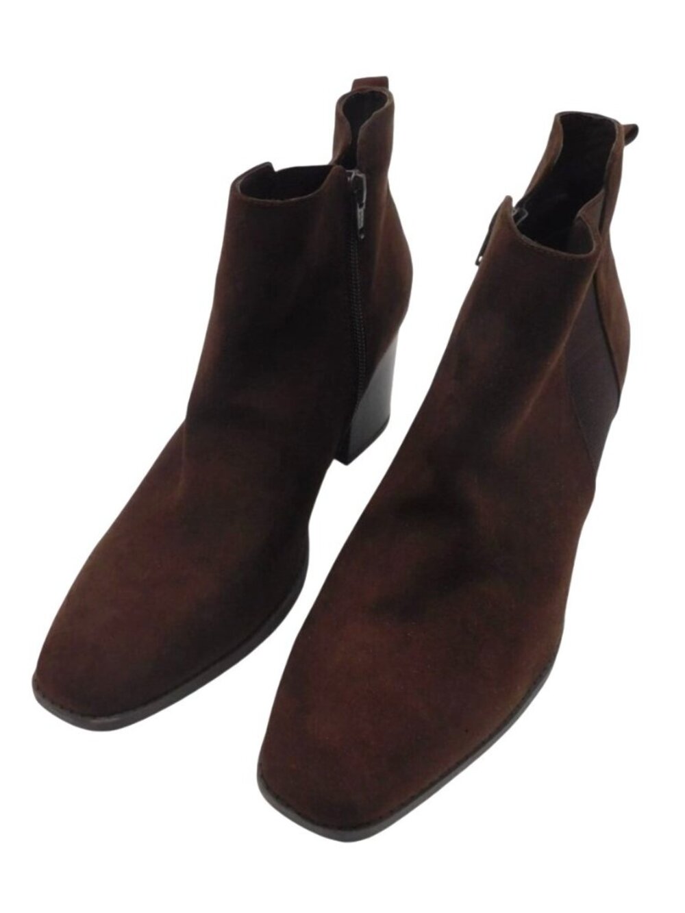 Style & Co Brown Ankle Boots Sz 9 Block Heel Side Zip Booties Quiet Luxury Chic